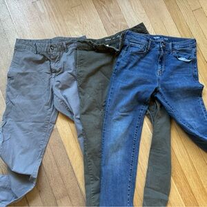 3 old navy pants size 16 or 28x30